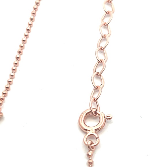 "14.5" Dainty Bar & Bead Dangle Necklace – 14K Rose Gold Plated Sterling Silver" - Picture 5 of 5